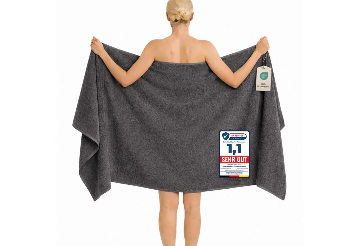 Komfortec Saunatuch 100x200 cm Badetuch aus 100% Baumwolle, Frottee - Bild 2
