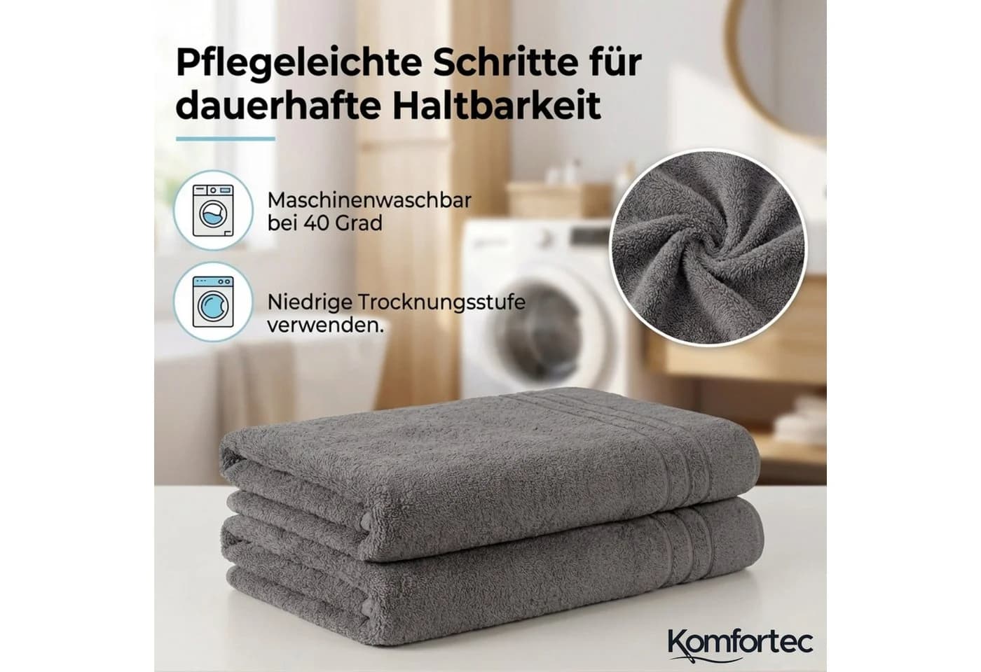 Komfortec Saunatuch 100x200 cm Badetuch aus 100% Baumwolle, Frottee - Bild 3