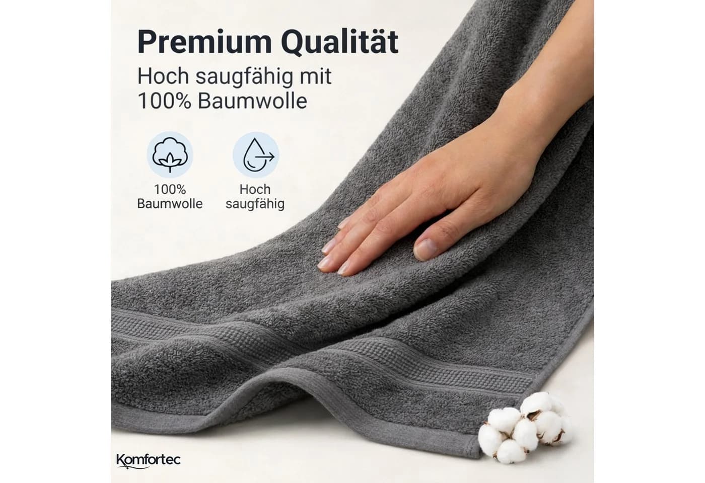 Komfortec Gästehandtücher Set 12-tlg. Anthrazit 100% Baumwolle