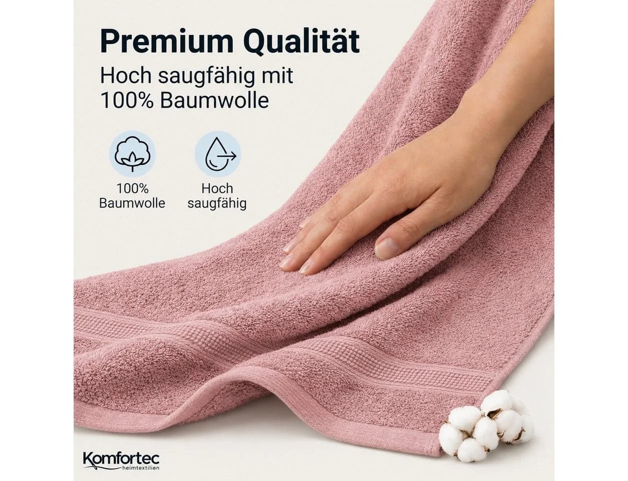 Komfortec Gästehandtücher Set 12-tlg. Rosa 100% Baumwolle