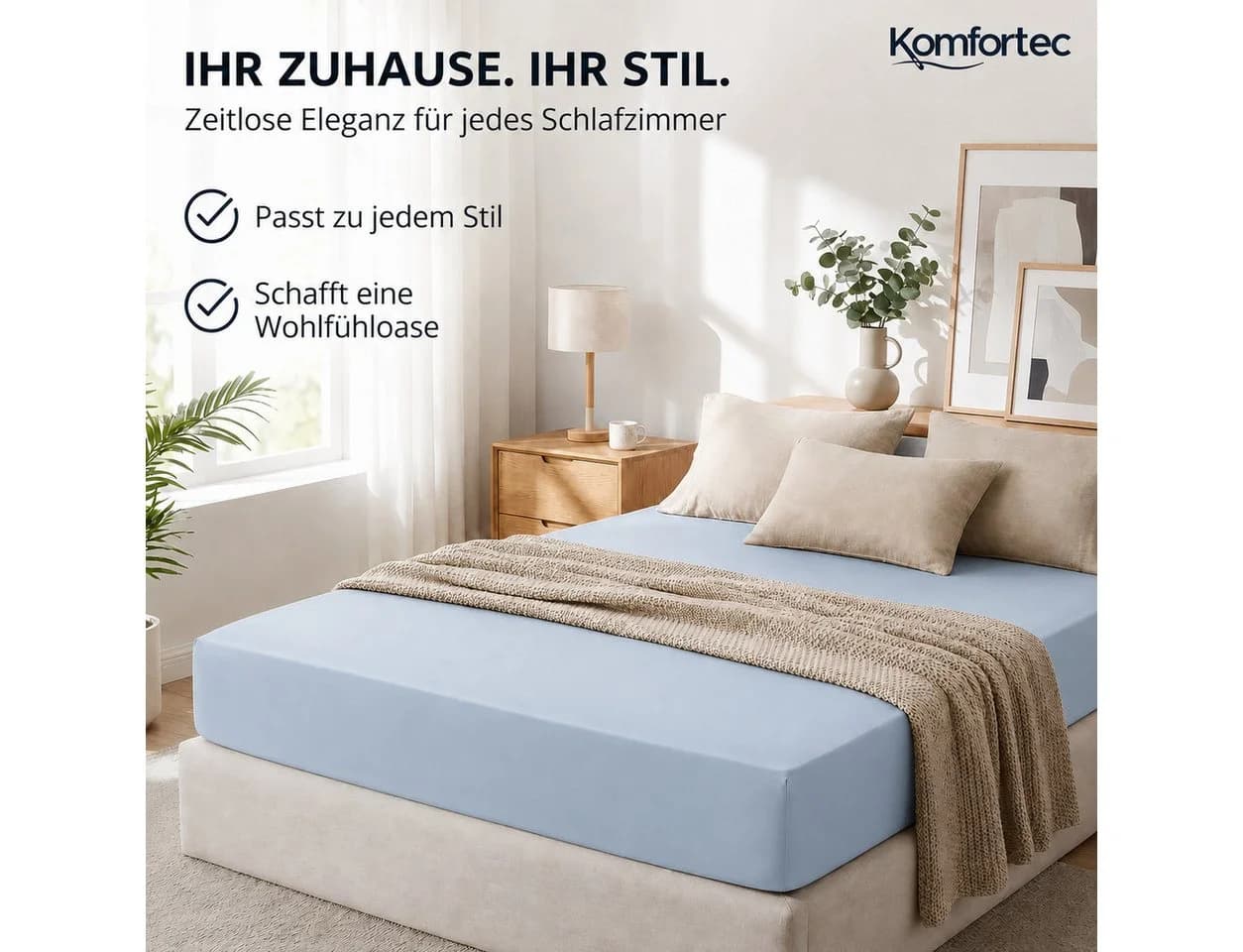 Komfortec Spannbettlaken Rot Mikrofaser Rundum-Gummizug