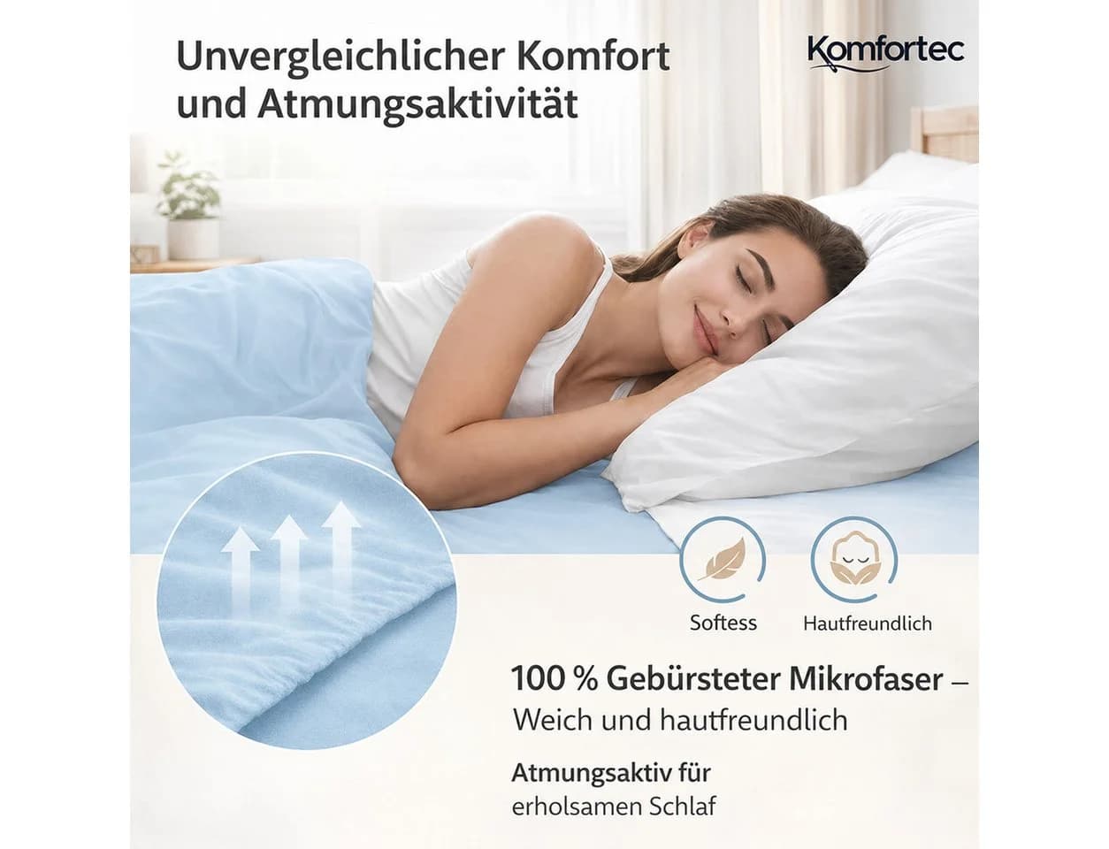 Komfortec Spannbettlaken Rot Mikrofaser Rundum-Gummizug - Bild 4