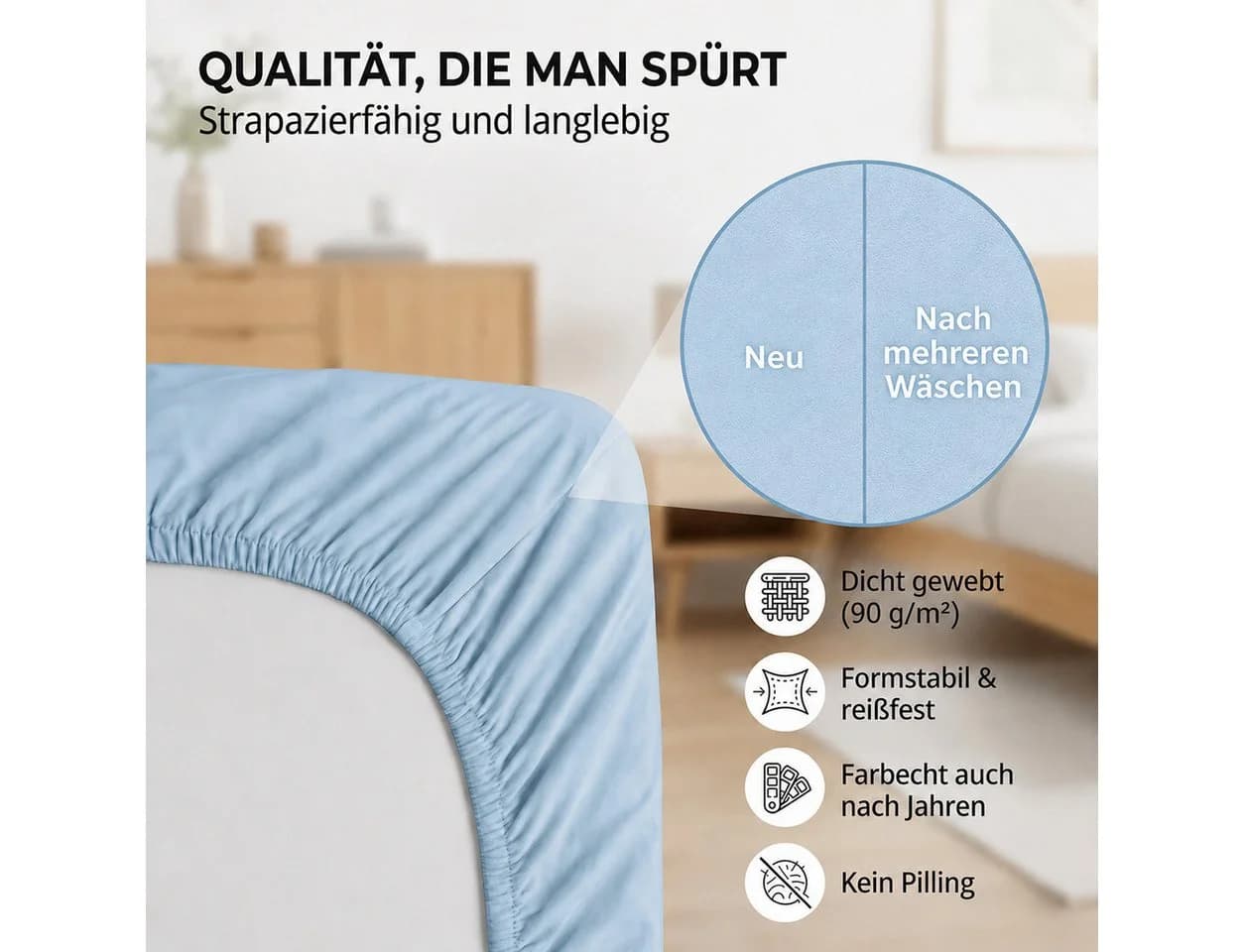 Komfortec Spannbettlaken Rot Mikrofaser Rundum-Gummizug - Bild 5
