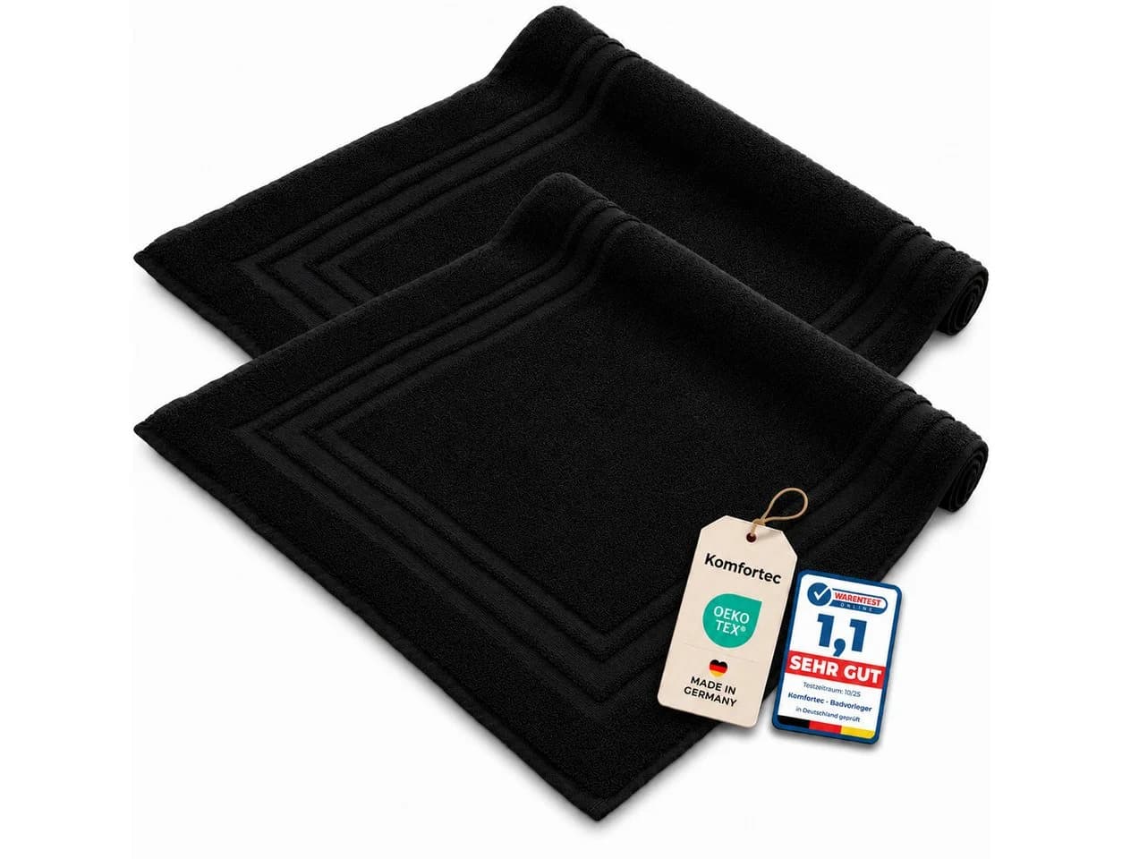 Komfortec 2er Badetuch Set 100% Baumwolle Anthrazit Extra Weich - Bild 2