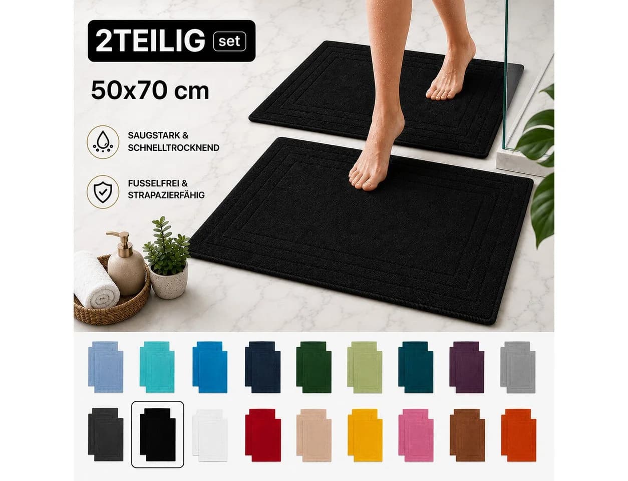 Komfortec 2er Badetuch Set 100% Baumwolle Anthrazit Extra Weich - Bild 5