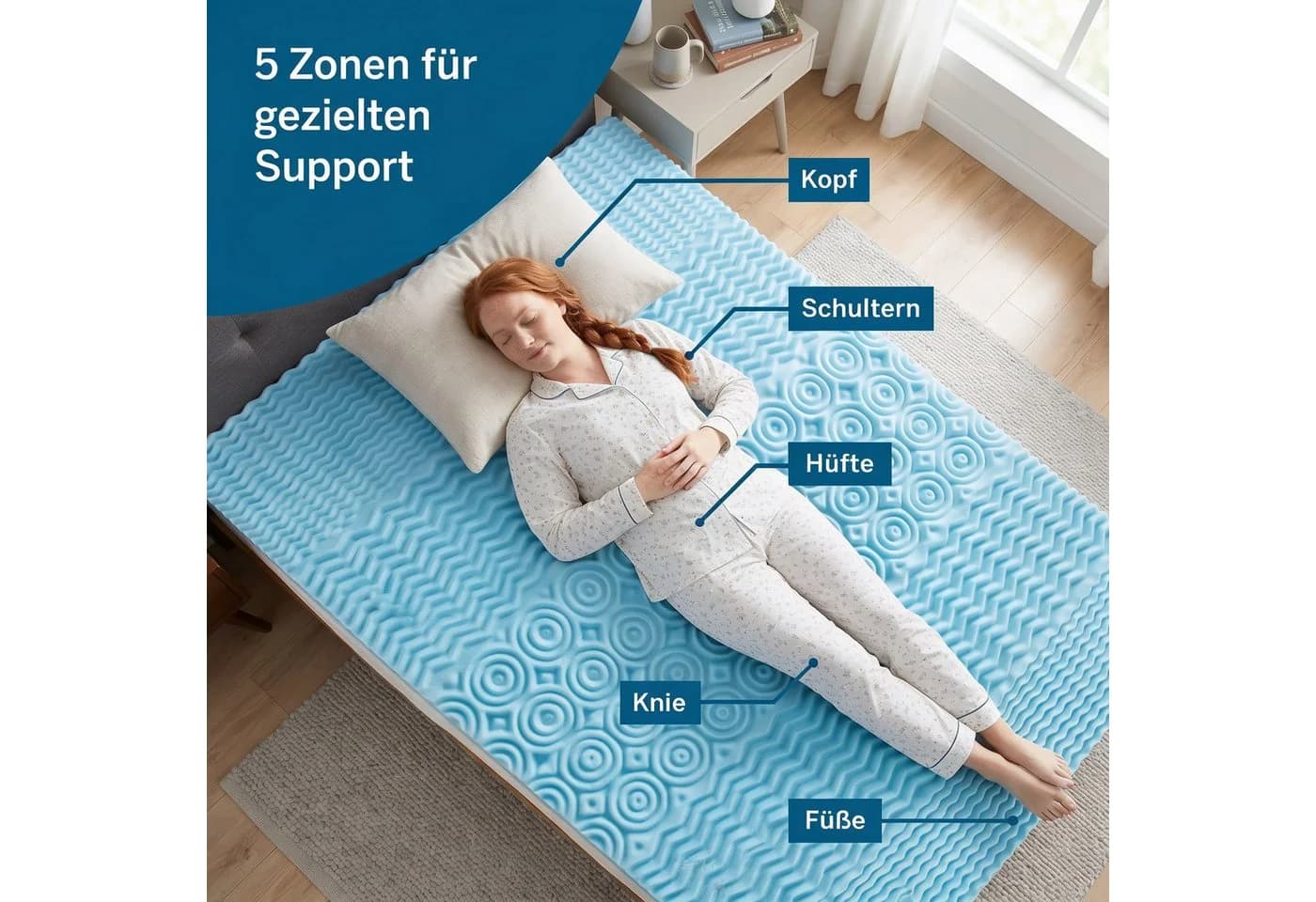 Komfortec Topper 5-Zonen Gel Matratzentopper H3/H4 7 cm Höhe - Bild 5