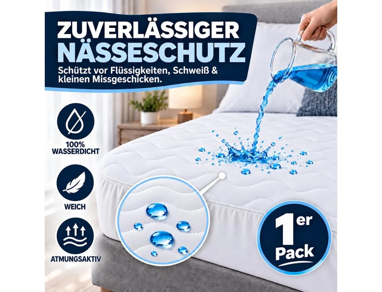 Komfortec Wasserdichter Matratzenschoner Weiß Mikrofaser
