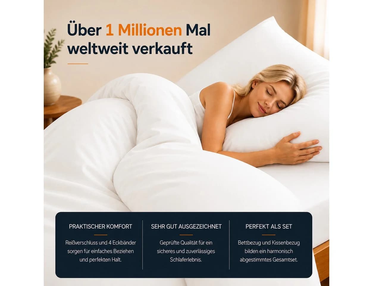 Komfortec Bettwäsche Premium 4-teilig Mikrofaser Weiß