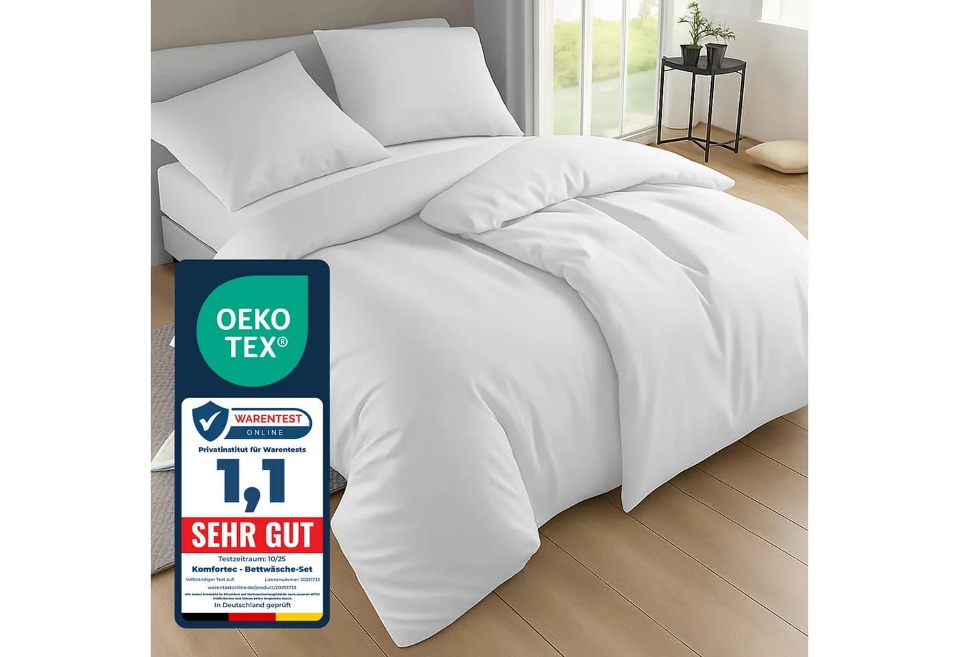 Komfortec Bettwäsche Premium 4-teilig Mikrofaser Weiß - Bild 2
