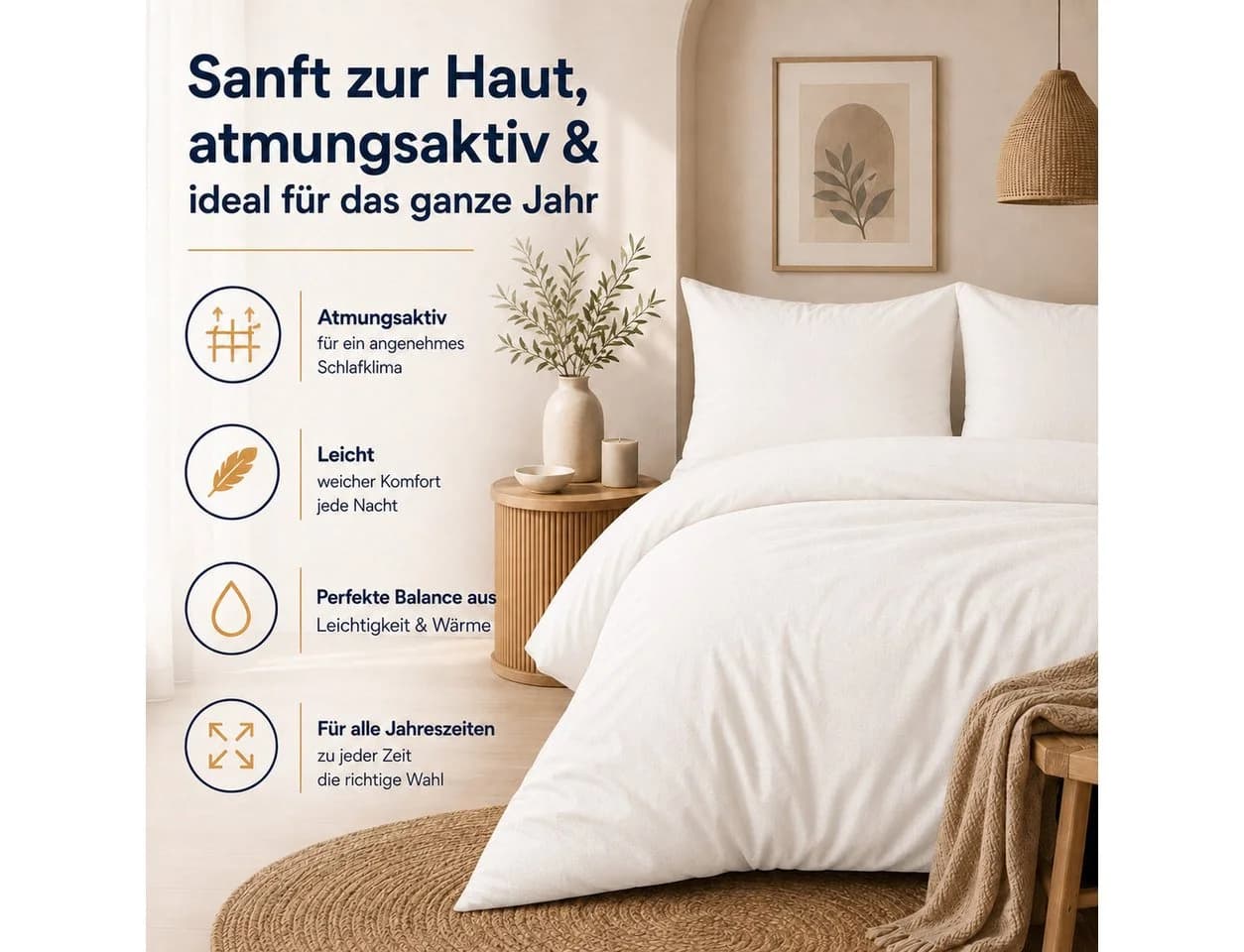 Komfortec Bettwäsche Premium 4-teilig Mikrofaser Weiß - Bild 3