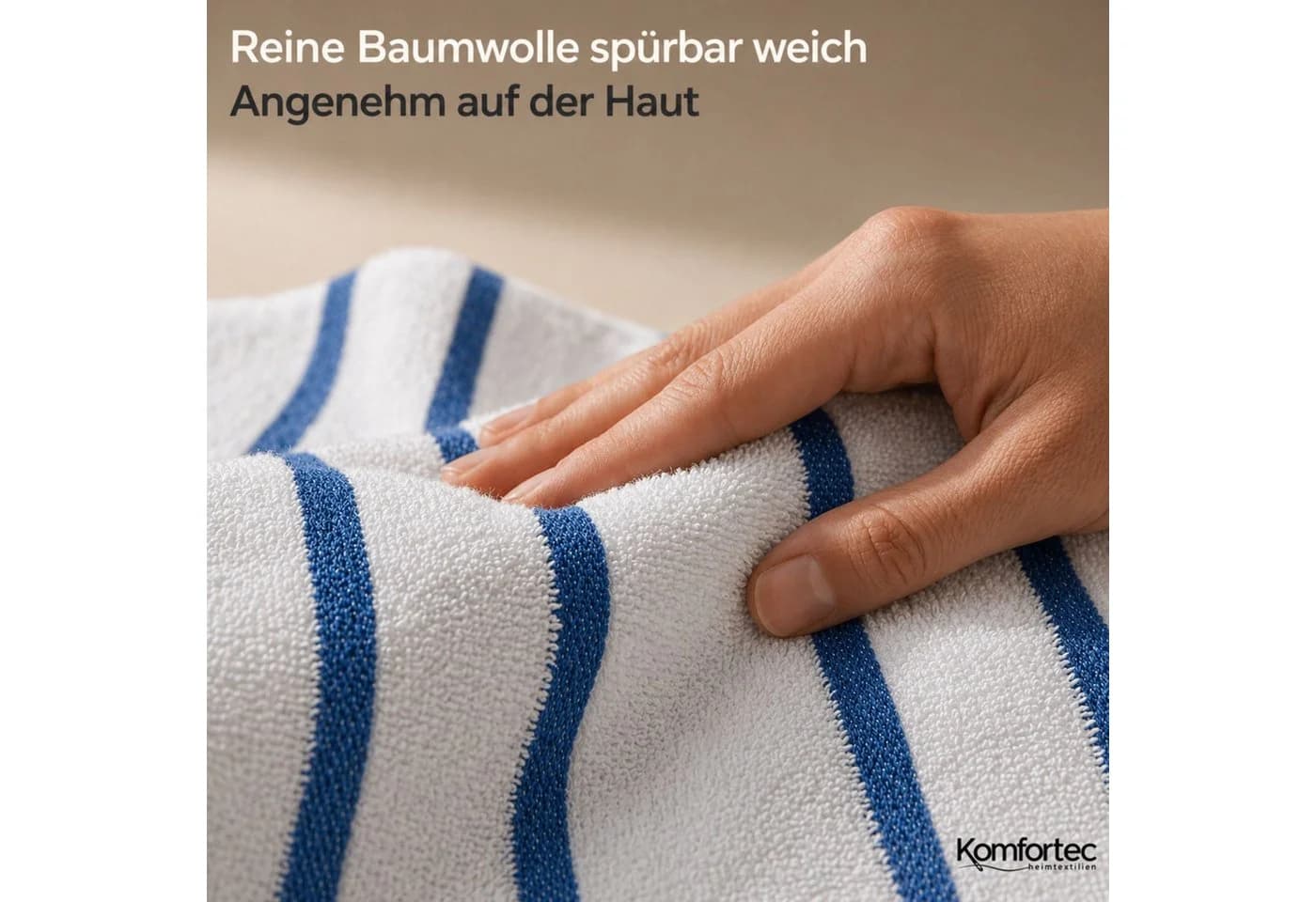 Komfortec Strandtuch 100x180 cm Blau Frottee Baumwolle - Bild 3