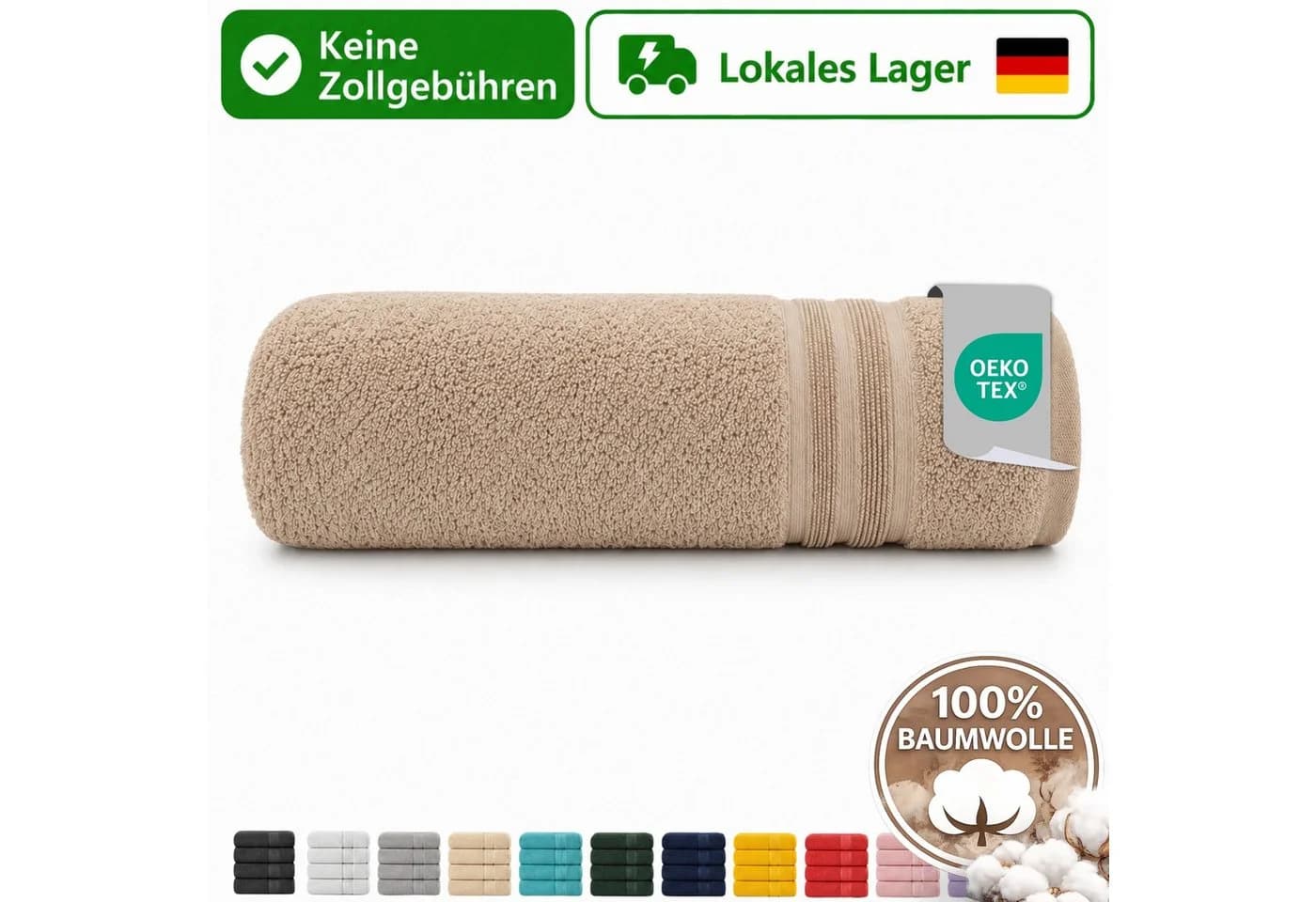Komfortec Handtuch 100% Baumwolle Beige 470g/m²