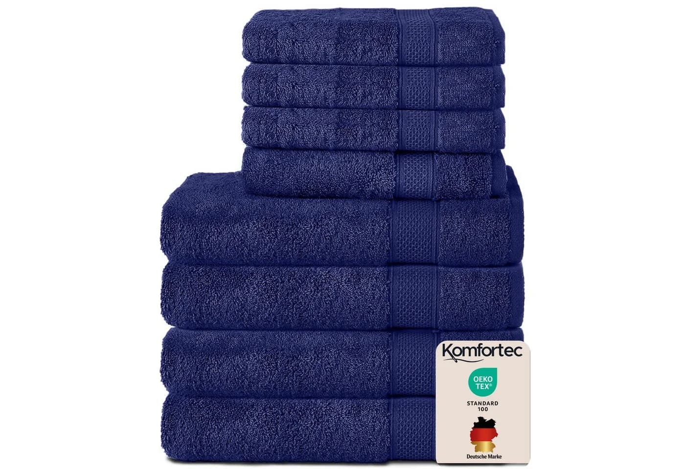 Komfortec Handtuch Set 8-tlg. 100% Baumwolle Frottee Blau - Bild 2
