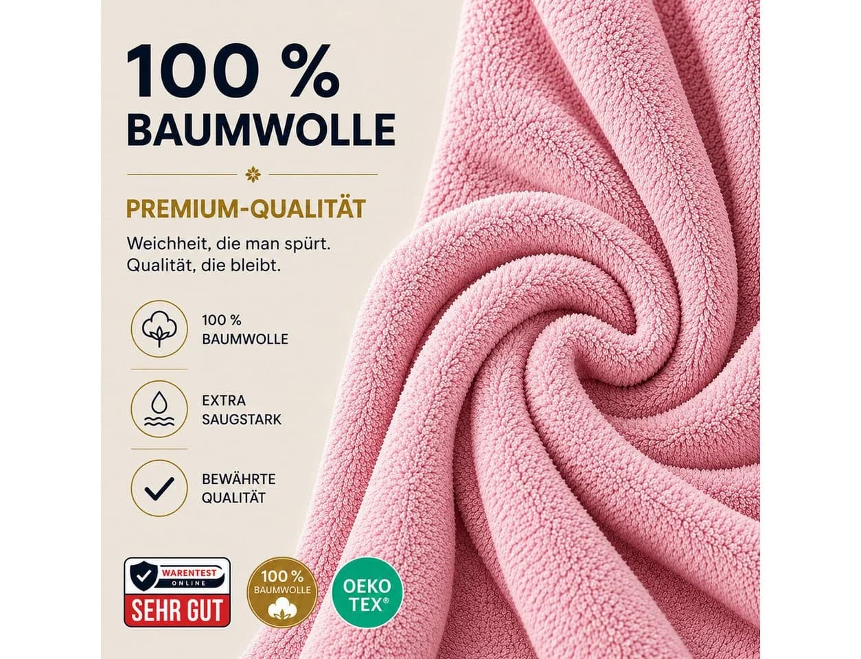 Komfortec Saunatuch 2er Set XXL 80x200 cm 100% Baumwolle Frottee - Bild 5