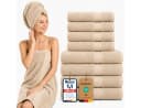 Komfortec Handtuch Set 8-tlg. Beige 100% Baumwolle Frottee Bild 2