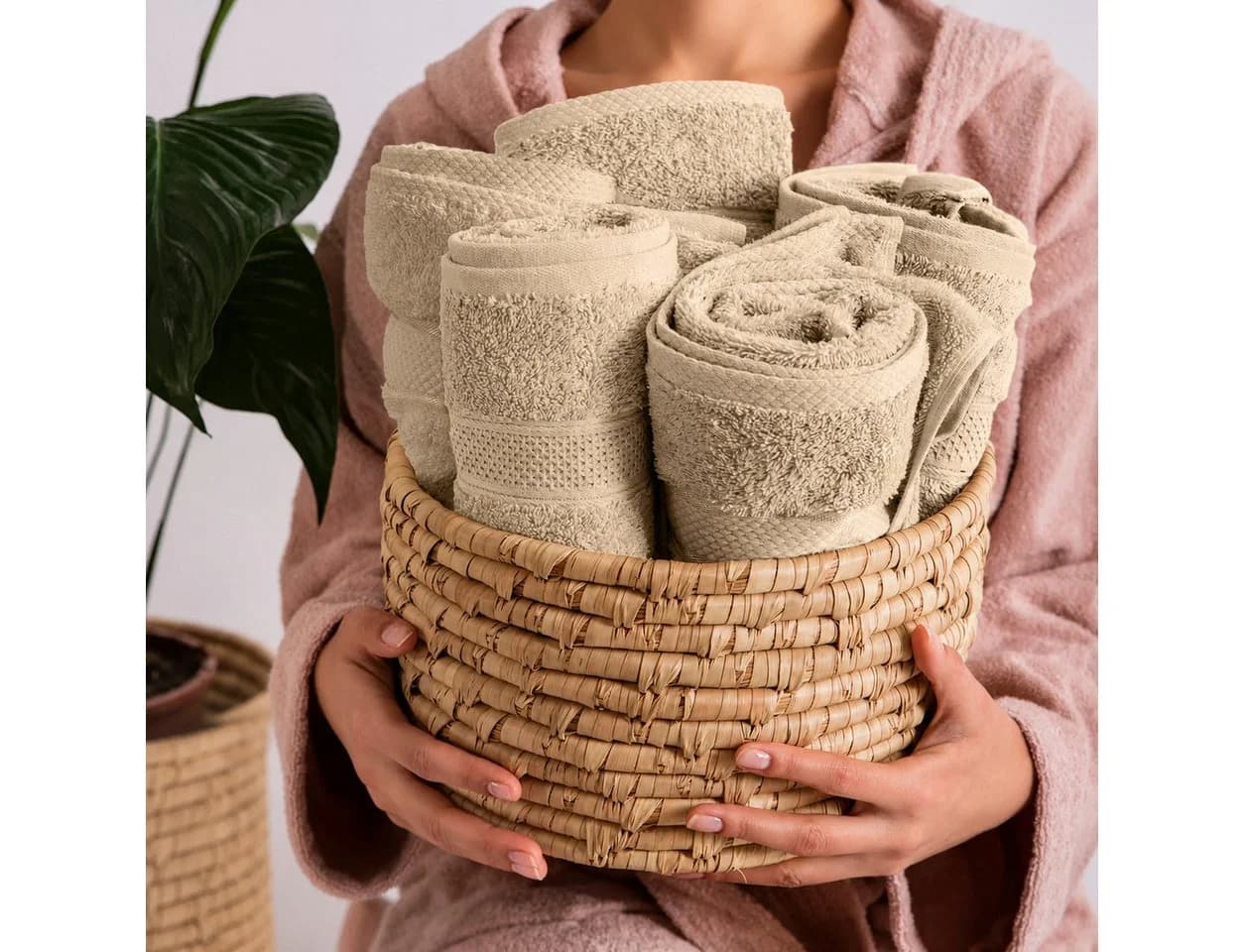 Komfortec Handtuch Set 8-tlg. Beige 100% Baumwolle Frottee - Bild 4