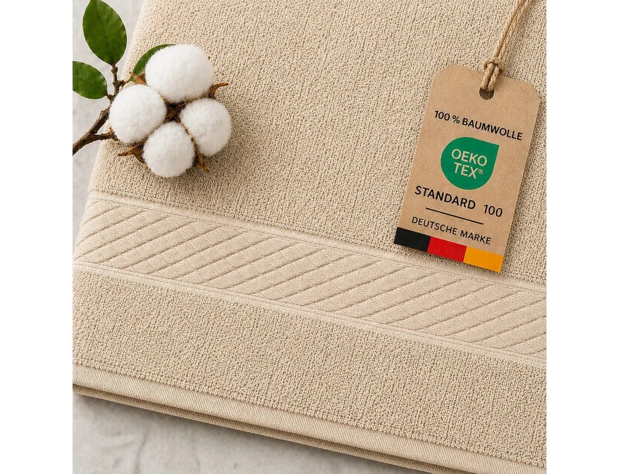 Komfortec Handtuch Set 8-tlg. Beige 100% Baumwolle Frottee - Bild 5