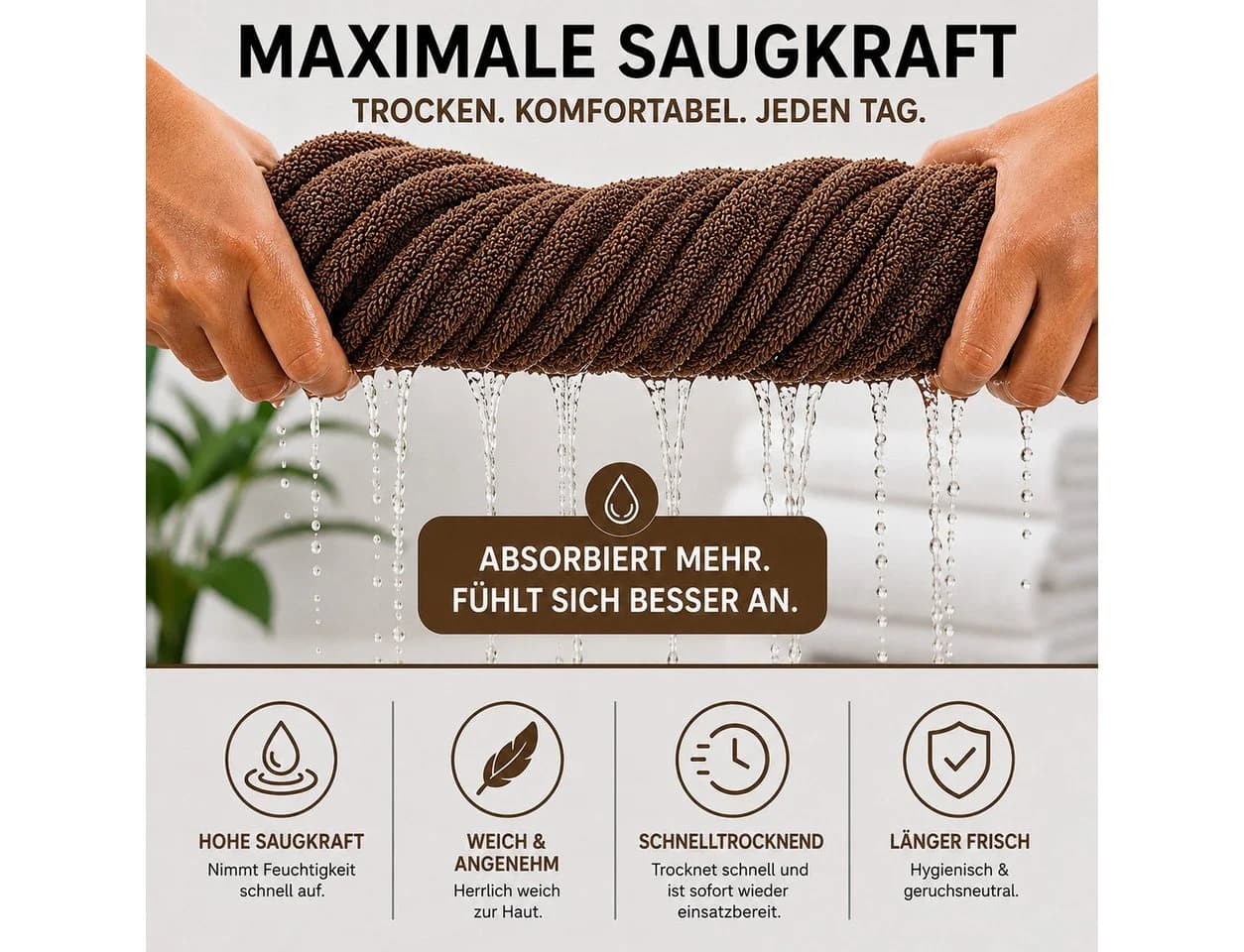 Komfortec Handtuch Set Premium 8-tlg. Beige/Braun Frottee - Bild 4