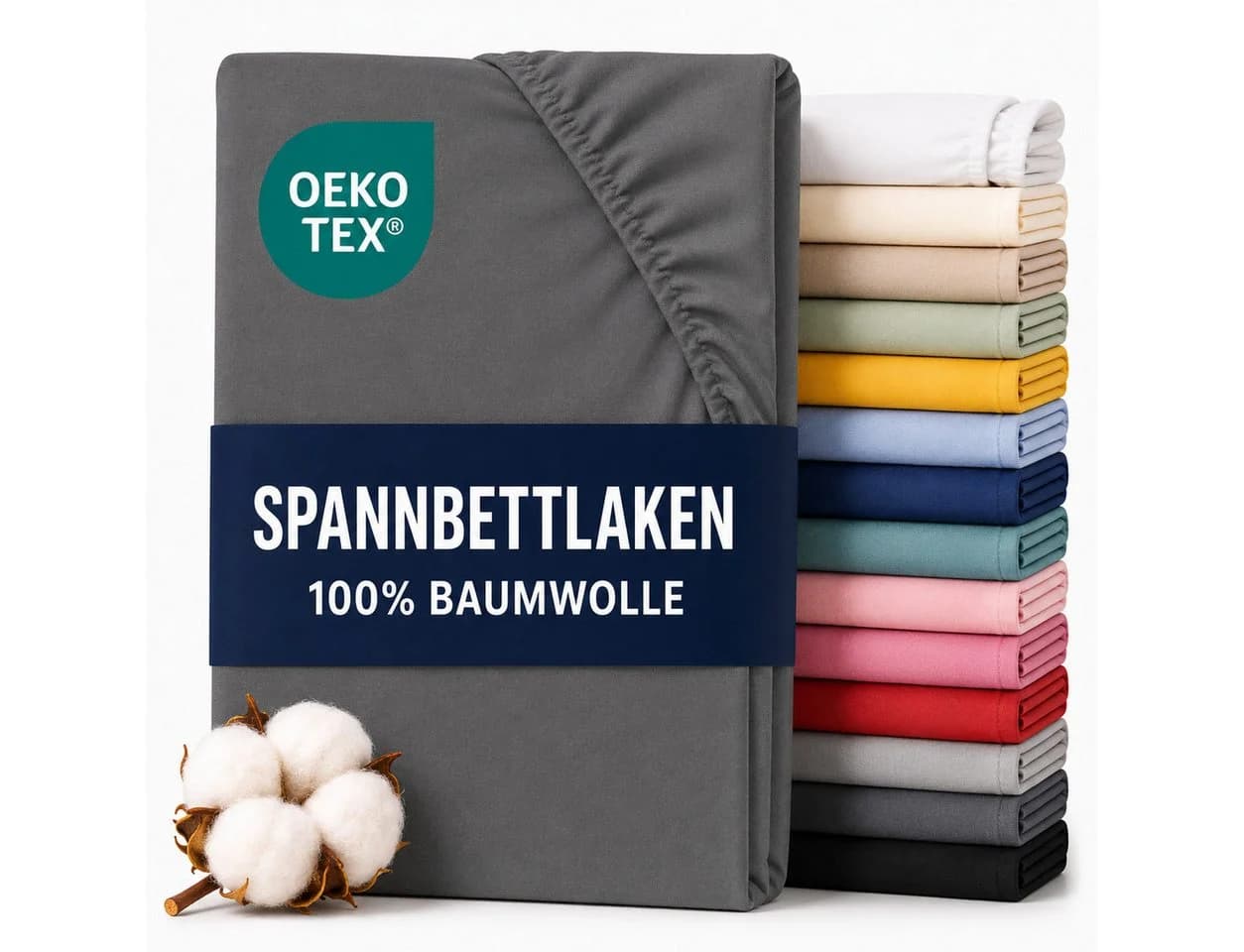 Komfortec Spannbettlaken Premium Jersey 100% Baumwolle Anthrazit - Bild 2