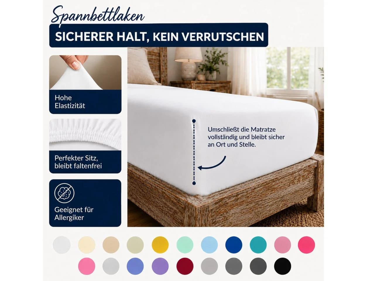 Komfortec Spannbettlaken Premium Jersey 100% Baumwolle Anthrazit - Bild 5