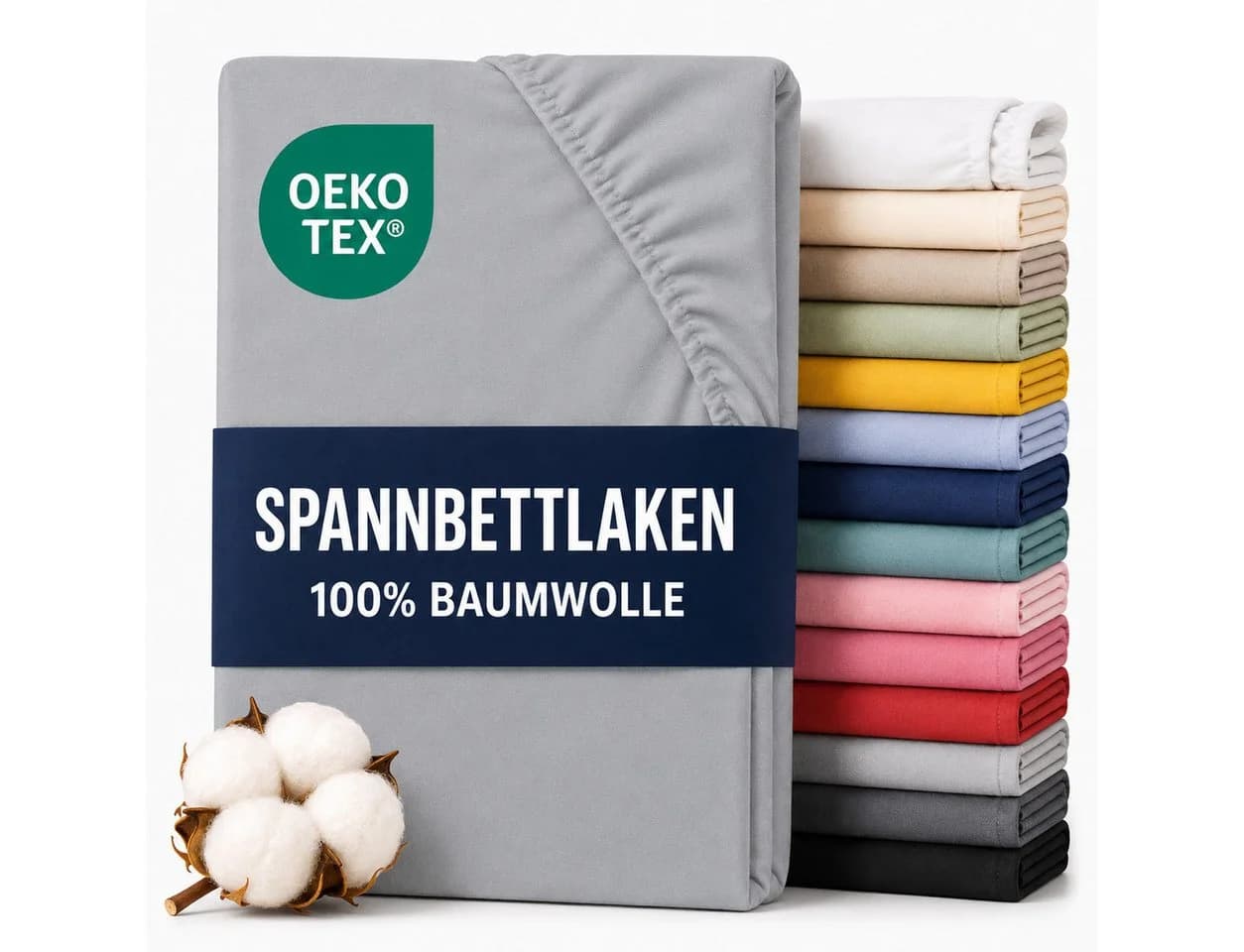 Komfortec Spannbettlaken Premium Jersey Grau Silber 100% Baumwolle - Bild 2