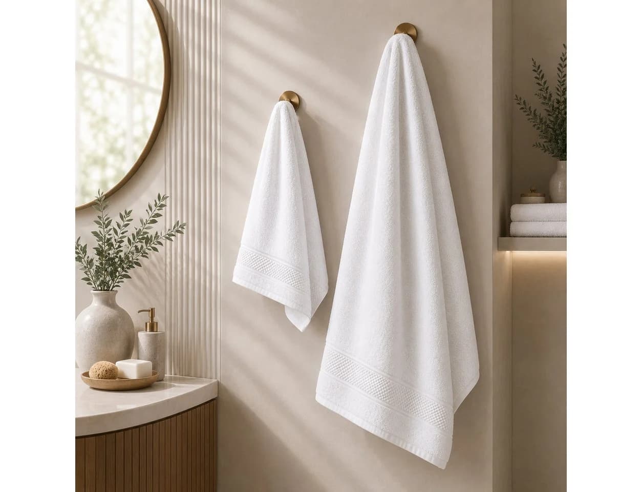 Komfortec Handtuch Set 8x Premium 50x100 cm Frottee 100% Baumwolle Weiß - Bild 4