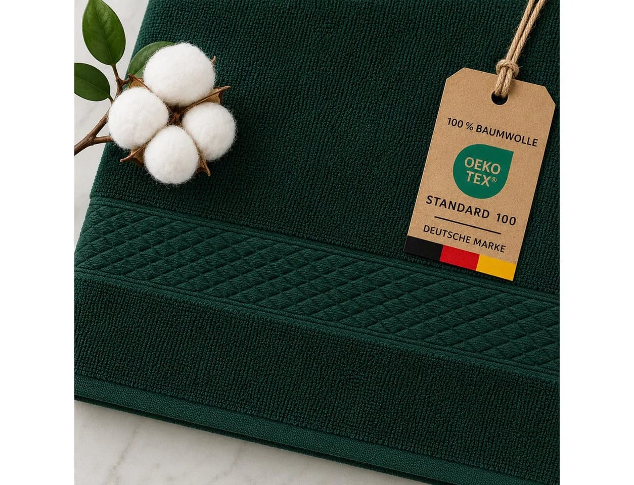 Komfortec Handtuch-Set 4-tlg. Dunkelgrün 100% Baumwolle Premium Frottee