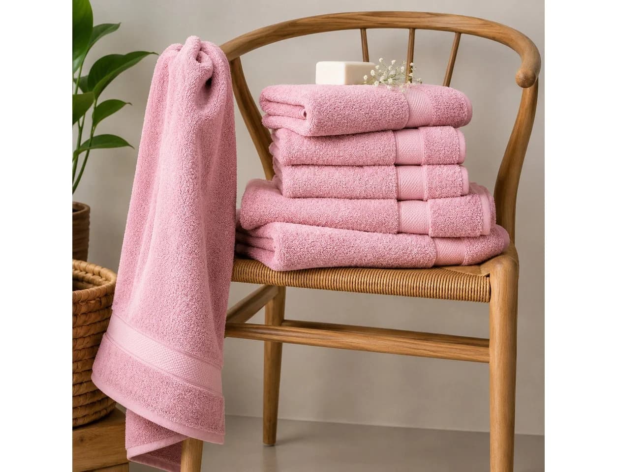 Komfortec Handtuch-Set 4-tlg. Rosa 100% Baumwolle Frottee - Bild 4