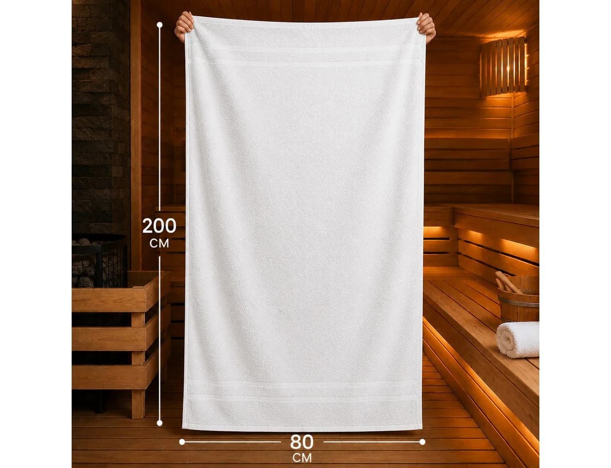 Komfortec Saunatuch 4er Set XXL 80x200 cm Weiß Baumwolle - Bild 3