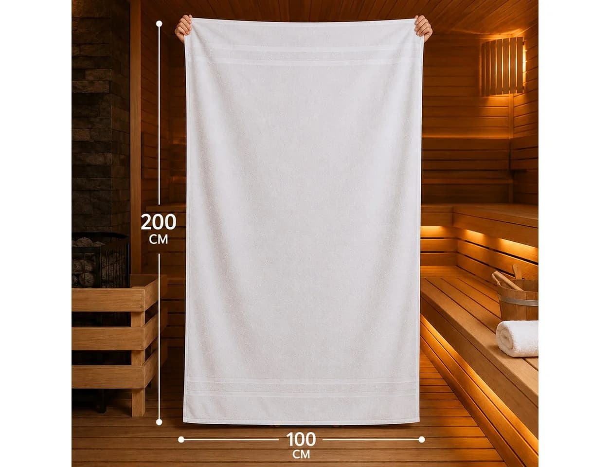 Komfortec Saunatuch XXL 100x200 cm Weiß Baumwolle Frottee - Bild 4
