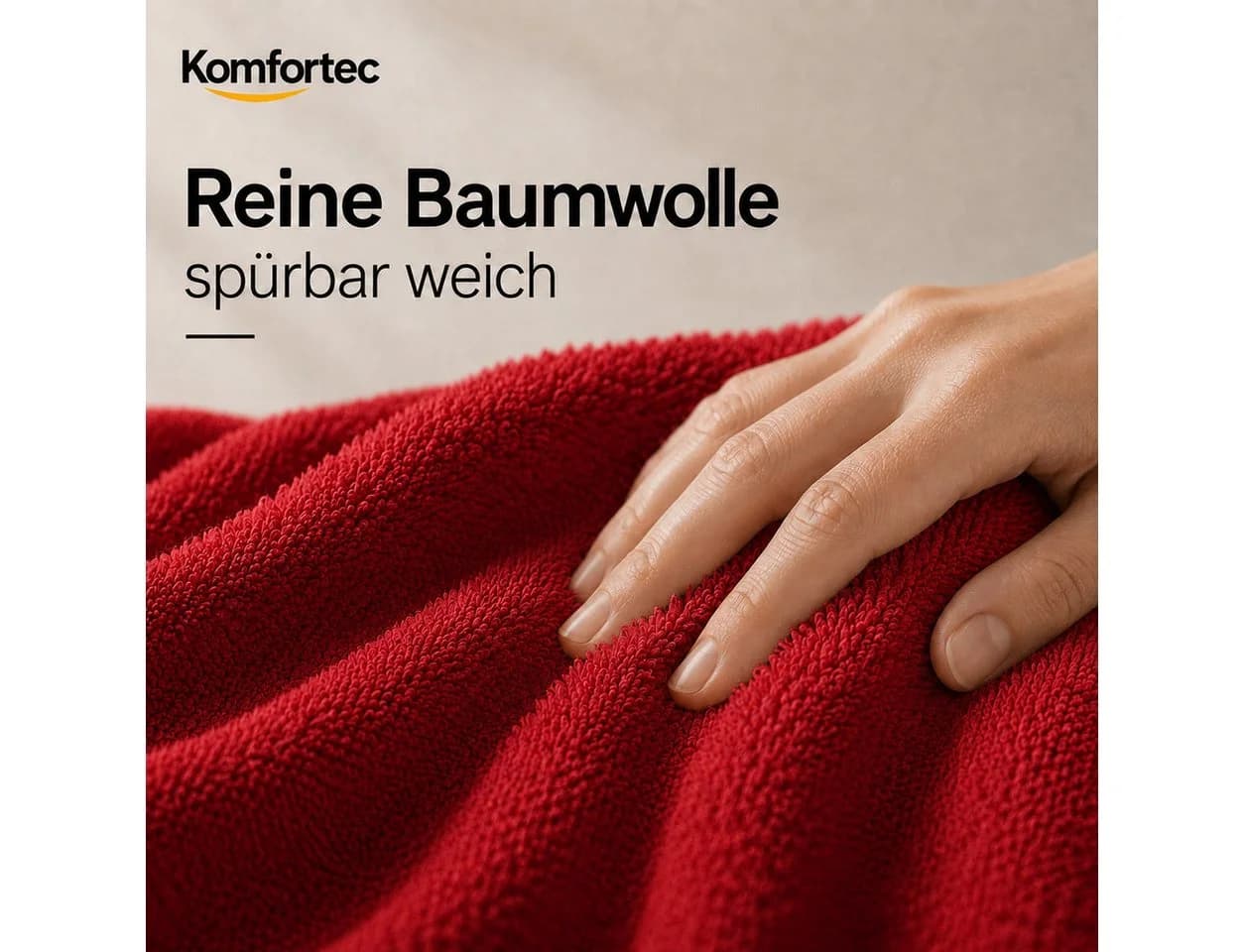 Komfortec Handtuch Set 3er Set Rot 100% Baumwolle Frottee