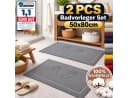 Komfortec Badematte 2er Set 100% Baumwolle Grau 50x80 cm Bild 1