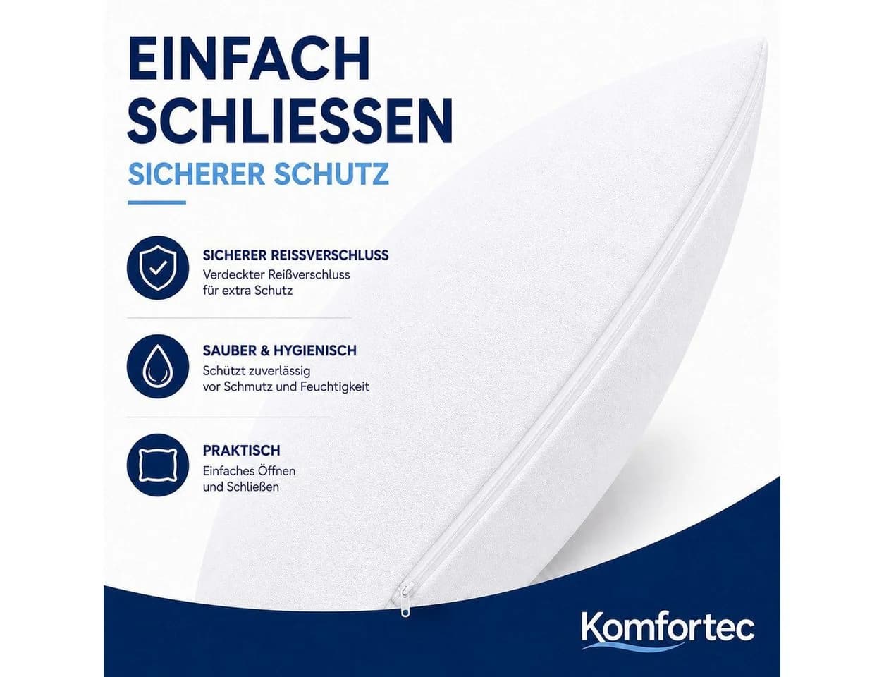 Komfortec Wasserdichte Kissenbezüge 40x40 cm Weiß Set - Bild 5