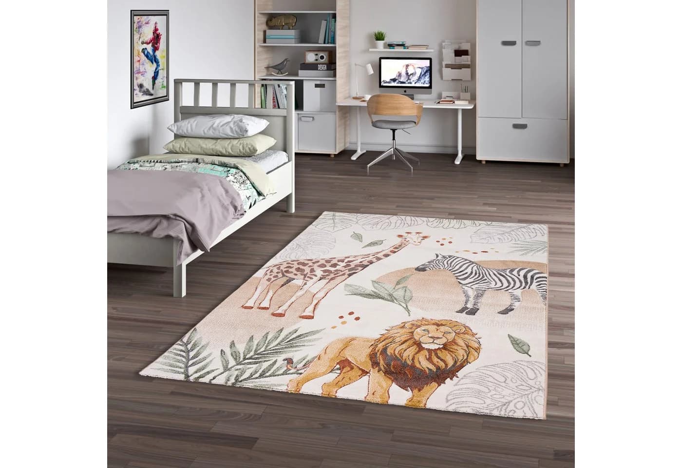 Pergamon Maui Kids Kinderteppich Giraffe Zebra Löwe