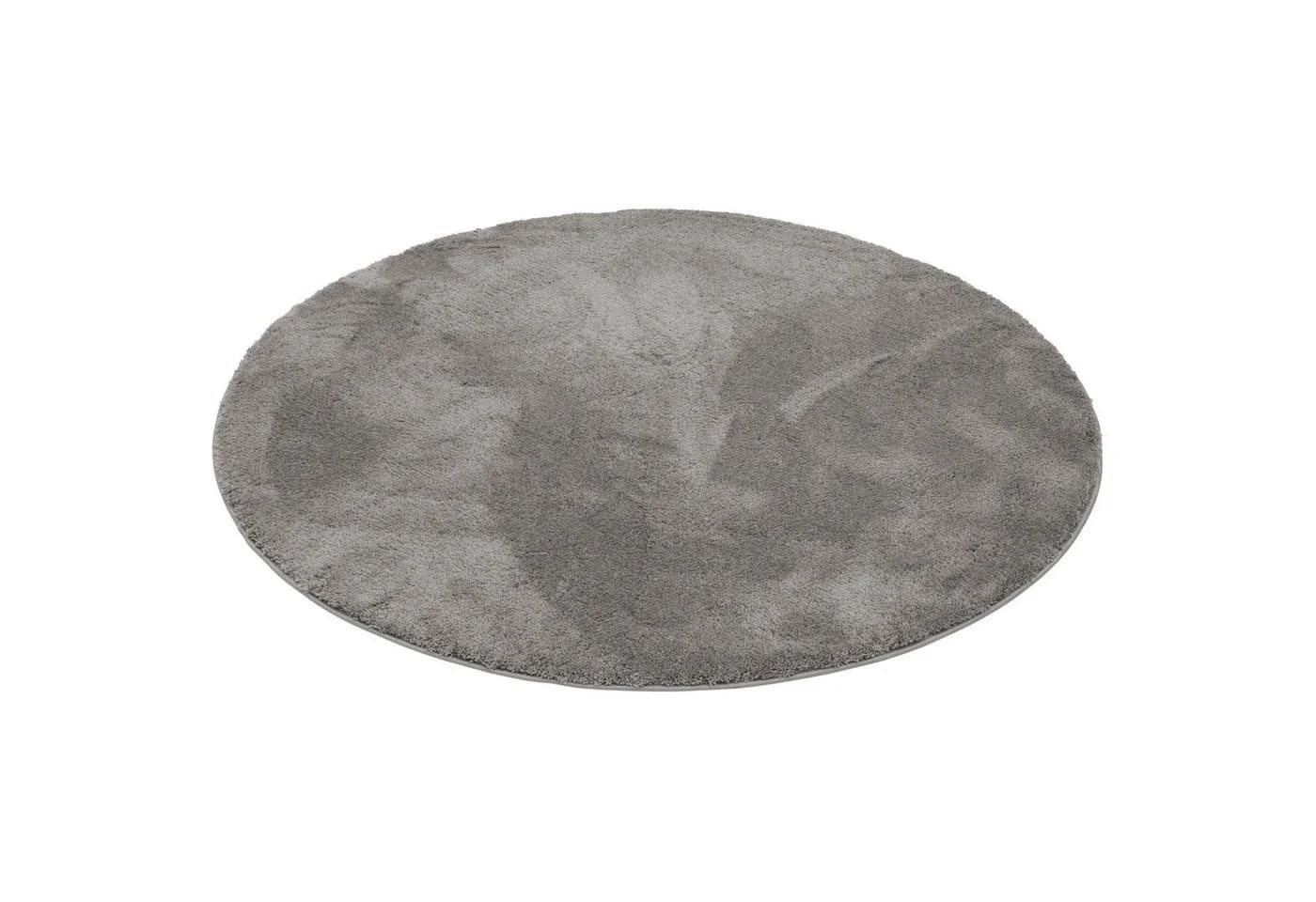 Pergamon Hochflor-Teppich Silky Rund Grau 30 mm Florhöhe - Bild 5
