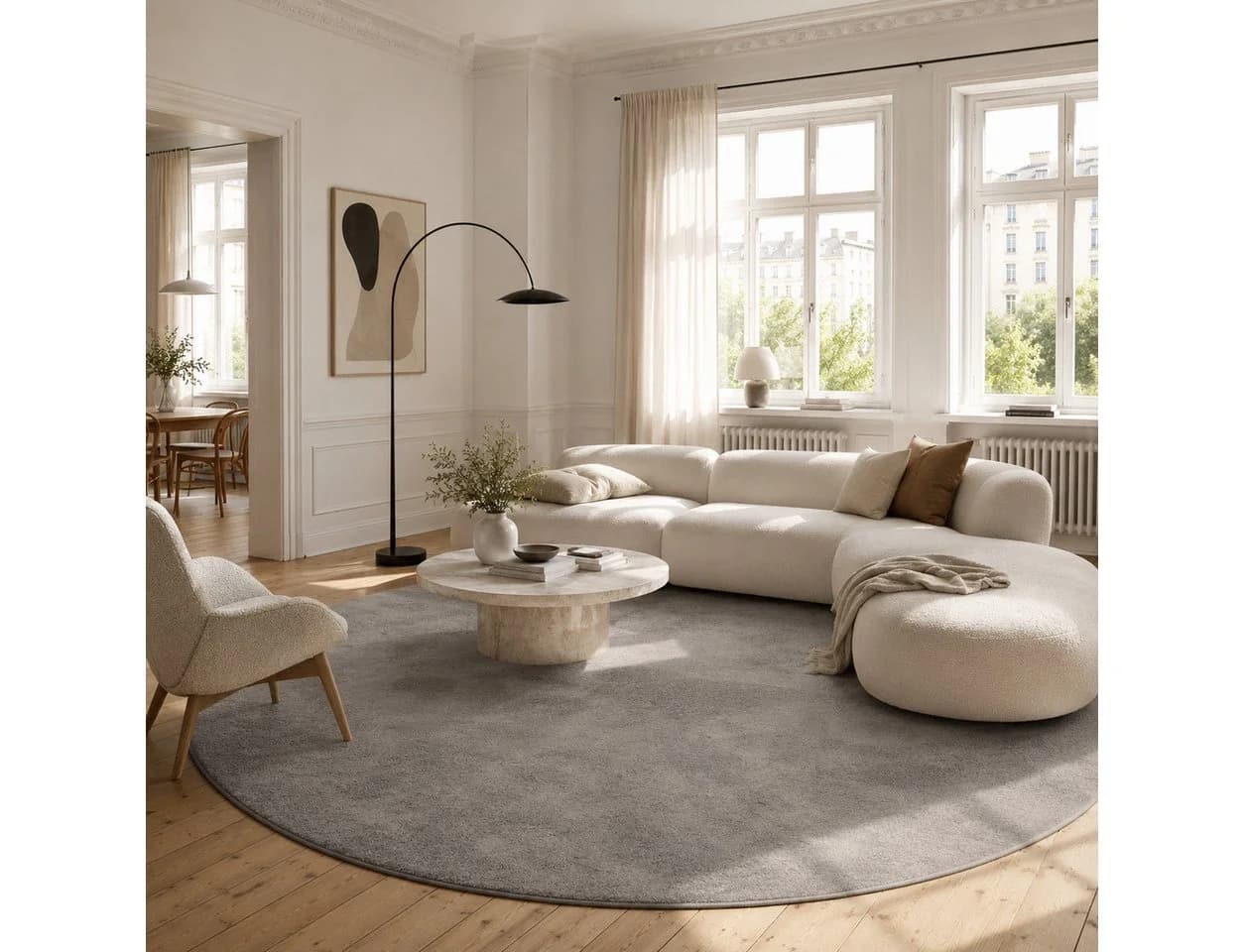 Pergamon Melia Rund Teppich Grau Hochflor 20 mm - Bild 2