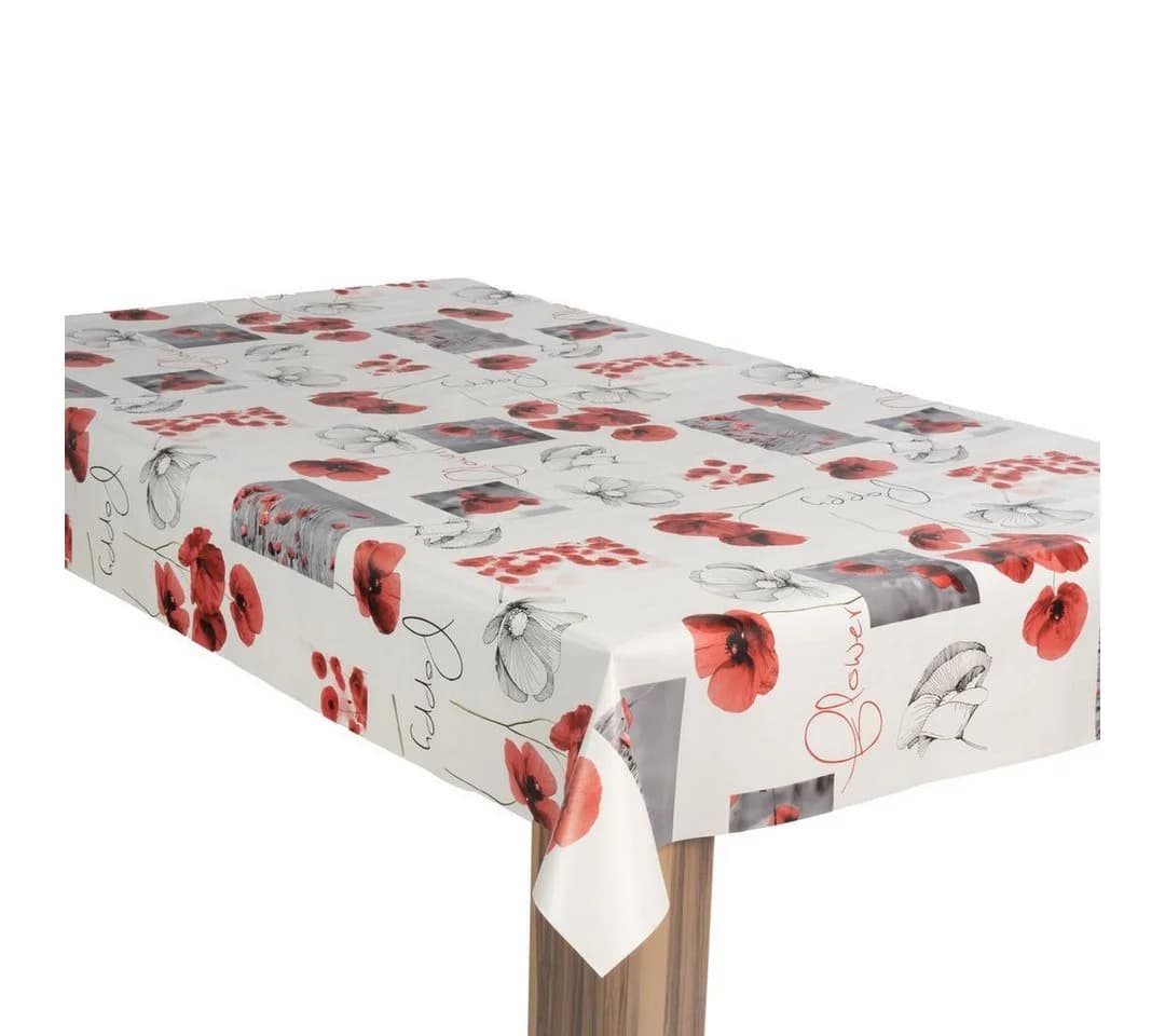 laro Wachstuch Tischdecke Mohnblumen Weiß Modern - Bild 2