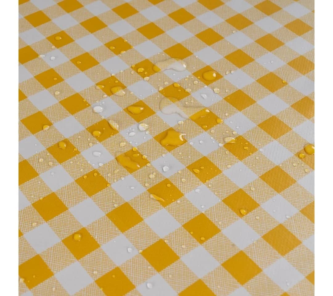 laro Wachstuch-Tischdecke Kariert Weiß/Gelb - Bild 5