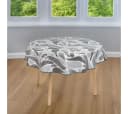 laro Runde Tischdecke 140cm Grau Schwarz Wachstuch Saum Bild 1