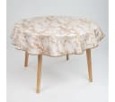 laro Wachstuchtischdecke 140cm rund Marmor Weiß Beige Braun Bild 2
