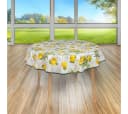 laro Runde Wachstuchtischdecke 140cm Gelb Saum-Eingefasst Bild 1