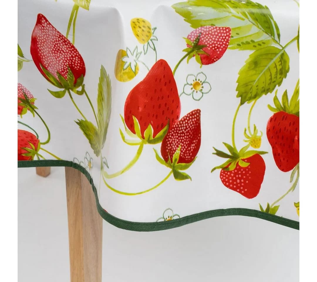 laro Wachstuchtischdecke rund 140cm Erdbeer-Motiv Rot Weiß - Bild 4