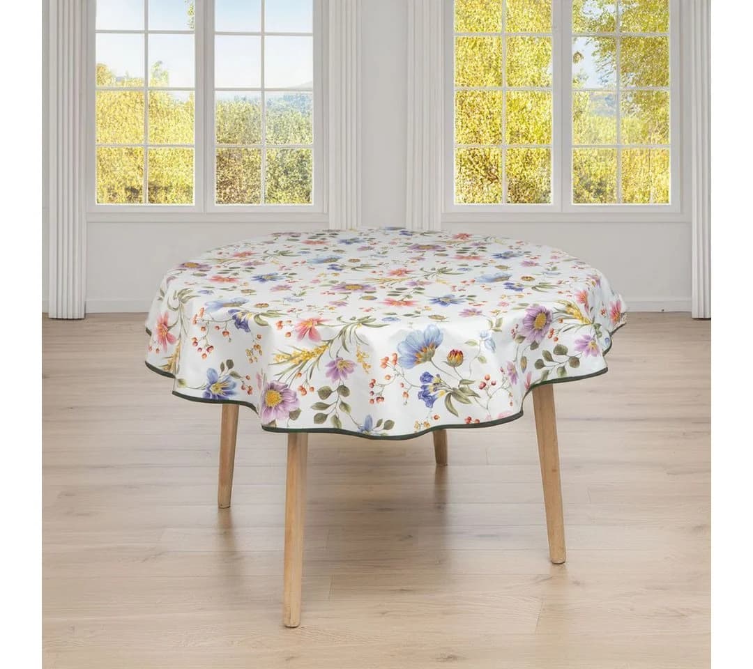 Laro Tischdecke 140cm Runde Wachstuchtischdecke Blütenpracht Bunt