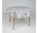laro Runde Tischdecke 140cm Grau Weiß Blattgeflüster Wachstuch Bild 2