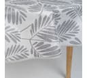 laro Runde Tischdecke 140cm Grau Weiß Blattgeflüster Wachstuch Bild 4