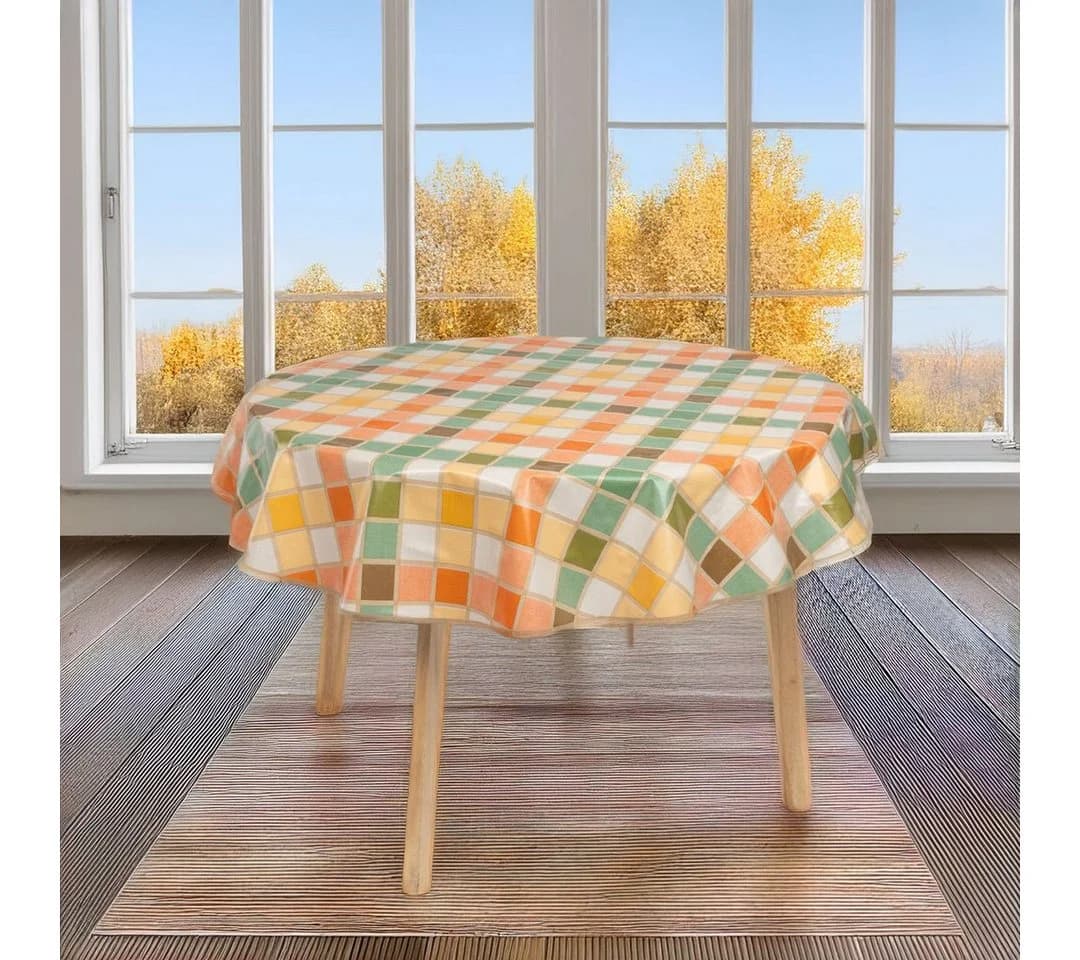 laro Wachstuchtischdecke rund 140 cm abwaschbar bunt
