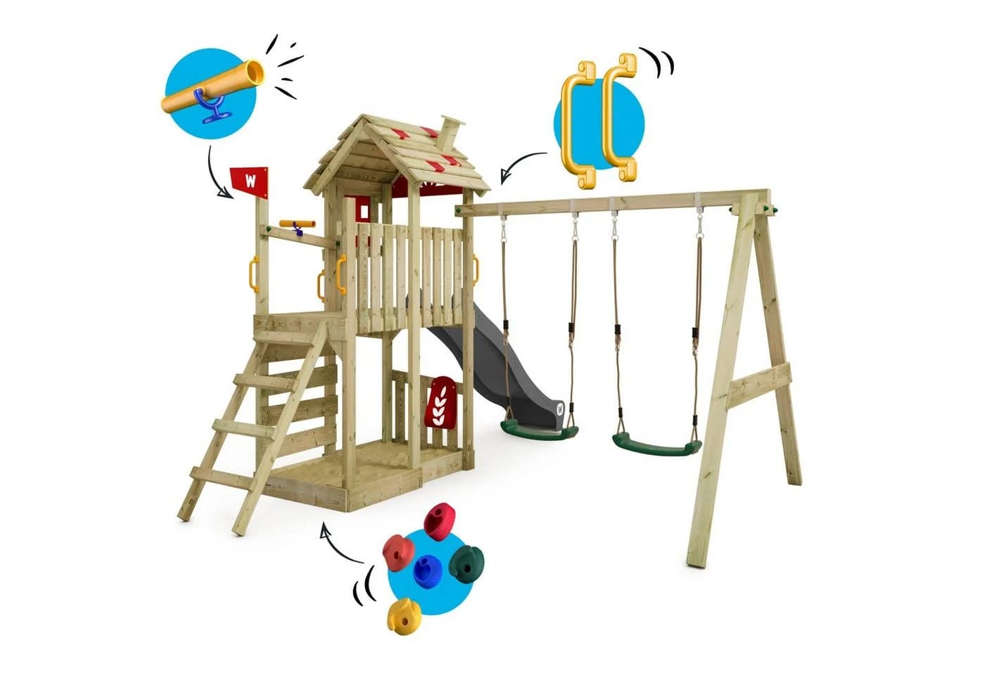 Wickey Spielturm FarmFlyer mit Wellenrutsche