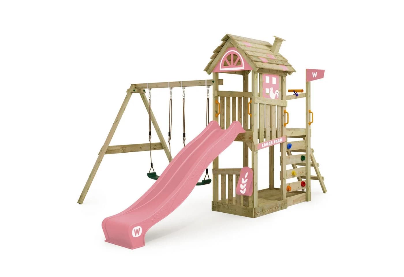 Wickey FarmFlyer Spielturm Farmhaus-Design mit Doppelschaukel & Rutsche - Bild 2