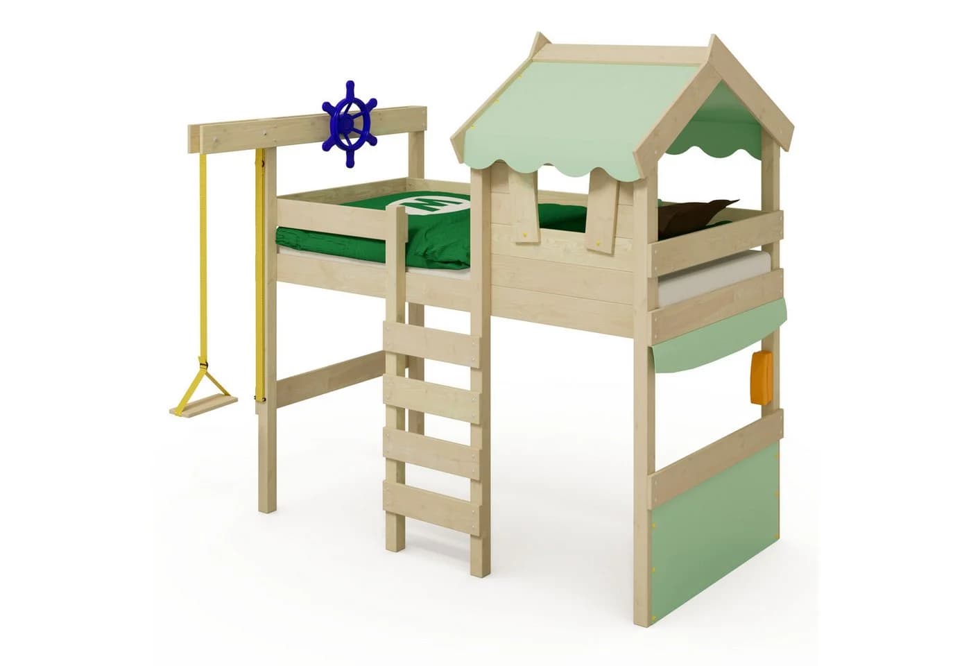 Wickey Hochbett Crazy Gloomy Massivholz Kinderbett Abenteuerbett Grün - Bild 2