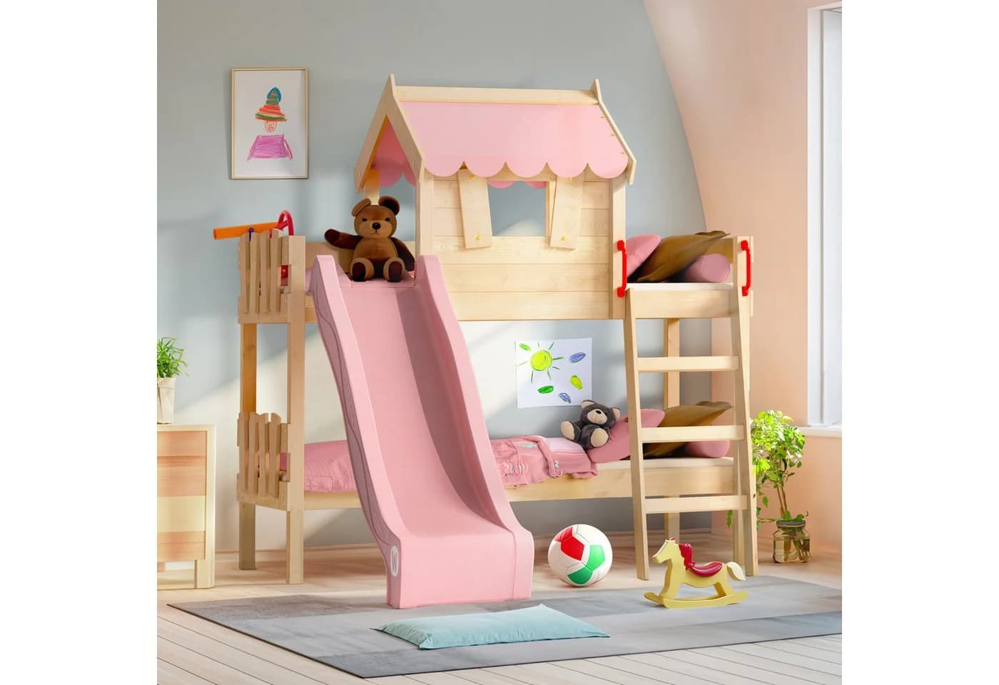Wickey Kinderbett Crazy Fancy mit Rutsche Massivholz Grün - Bild 4